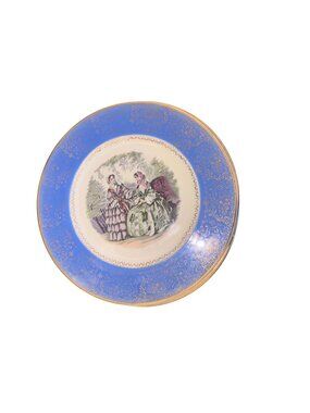 Century By Salem 22K Gold Trim Decorative Plate With Victorian Scene 10.5 Inch B